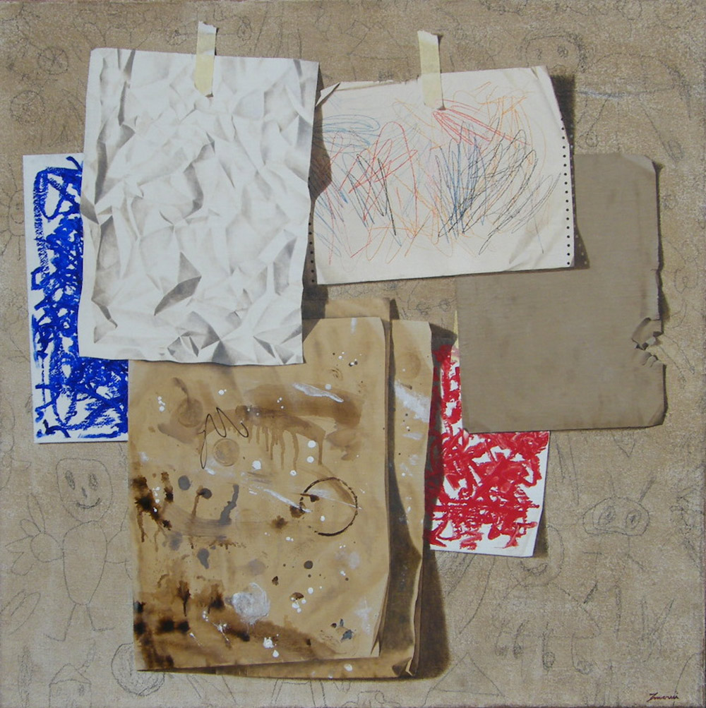 Istinti, 2010, Olio e pastello su tela, 100 x 100 cm