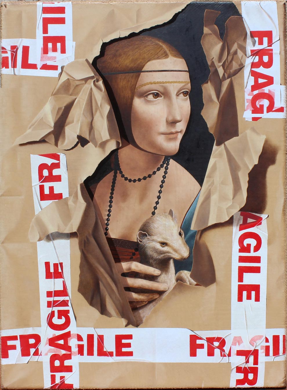 La dama con l'ermellino, 2019, Olio su tela, cm. 40 x 55