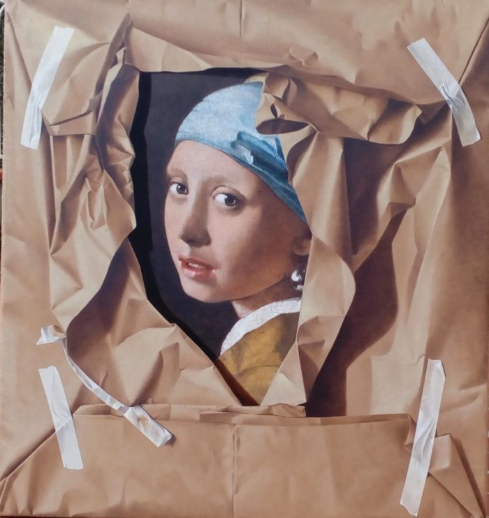 La ragazza con l'orecchino di perla, 2020, Oil on canvas, cm 65 x 70