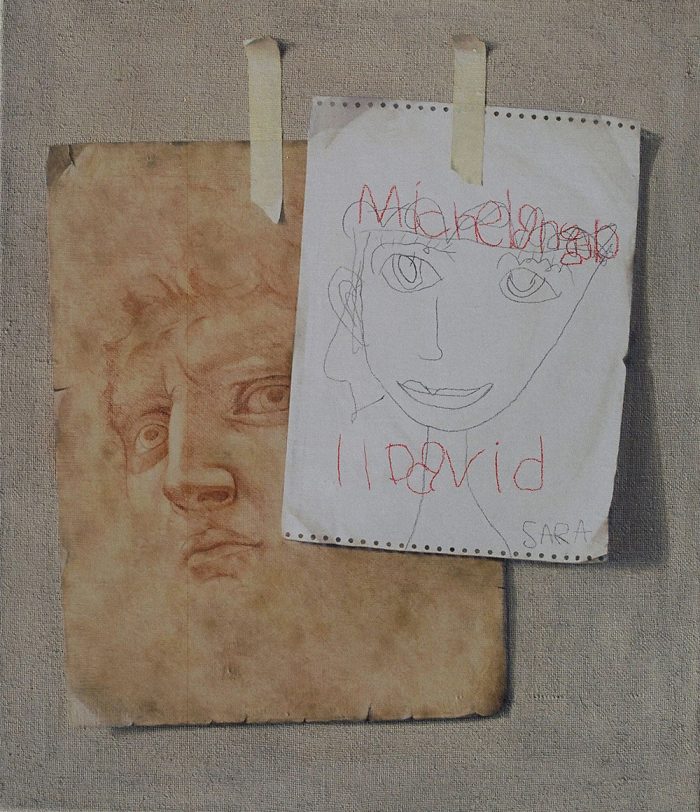 Sara e Michelangelo, 2006, olio e pastello a cera su tela, cm. 60 x 70